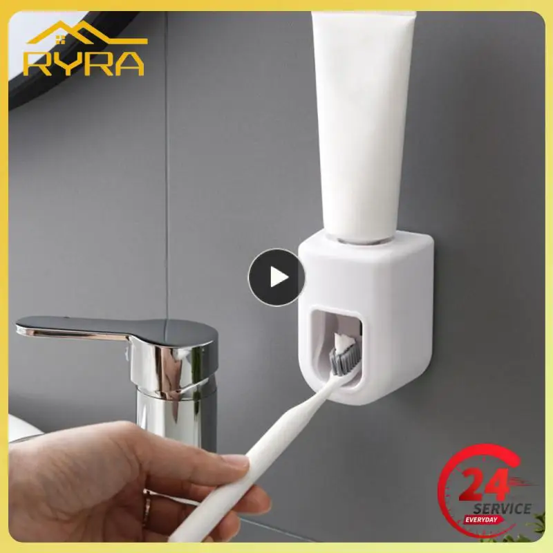 

Automatic Toothpaste Dispenser Dust-Proof Toothbrush Holder Wall Mount Stand Bathroom Accessories Set Toothpaste Squeezer