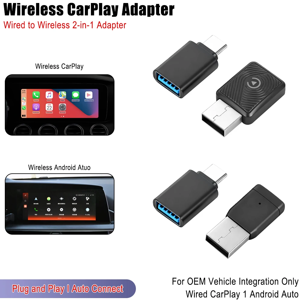2-in-1 Wireless CarPlay Android Auto Adapter Overview