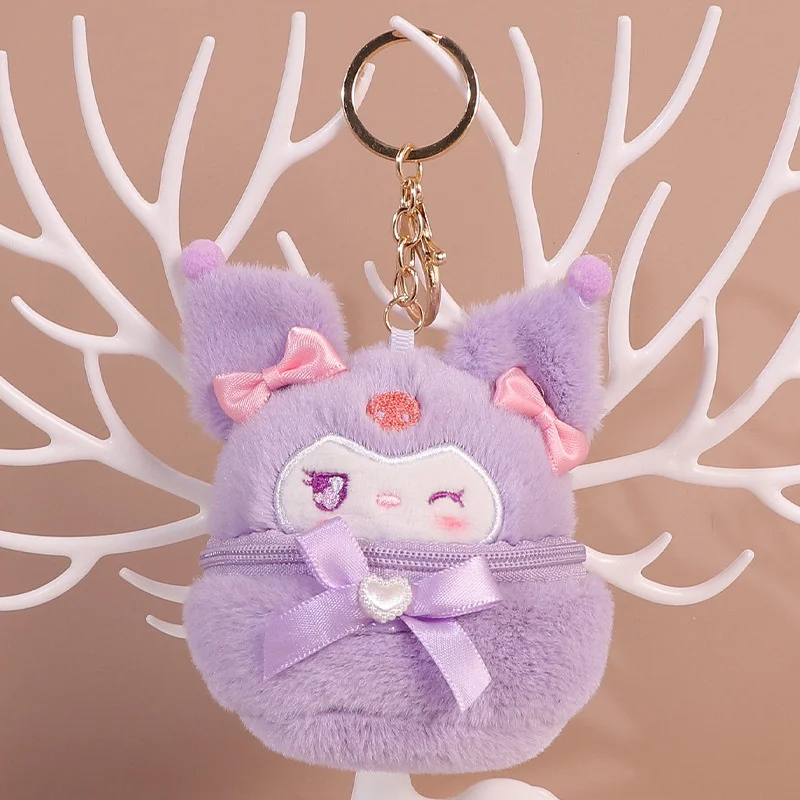 Sanrio Kuromi Cinnamoroll Wallet Hello Kitty My Melody Coin Purse Kawaii Pompom Purin Plush Bag Women Cute Girls Purse Children For Plush Coin Purse Fashion Handbag
