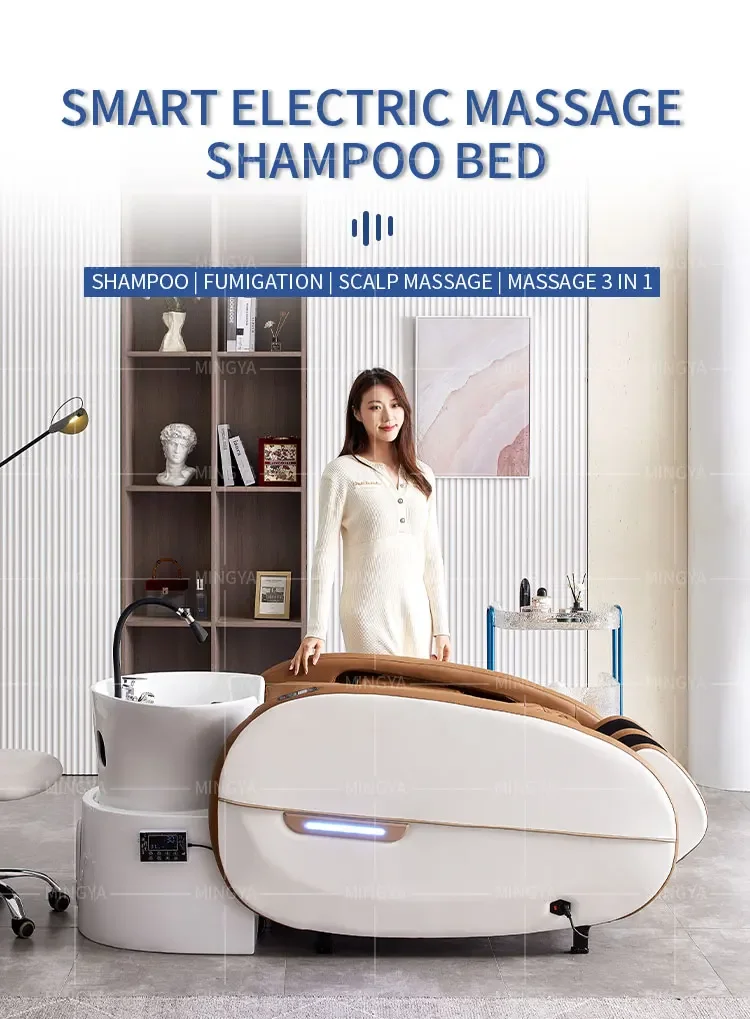 Factory custom Salon Hair Washing chair electric Massage Table head spa Shampoo Bed
