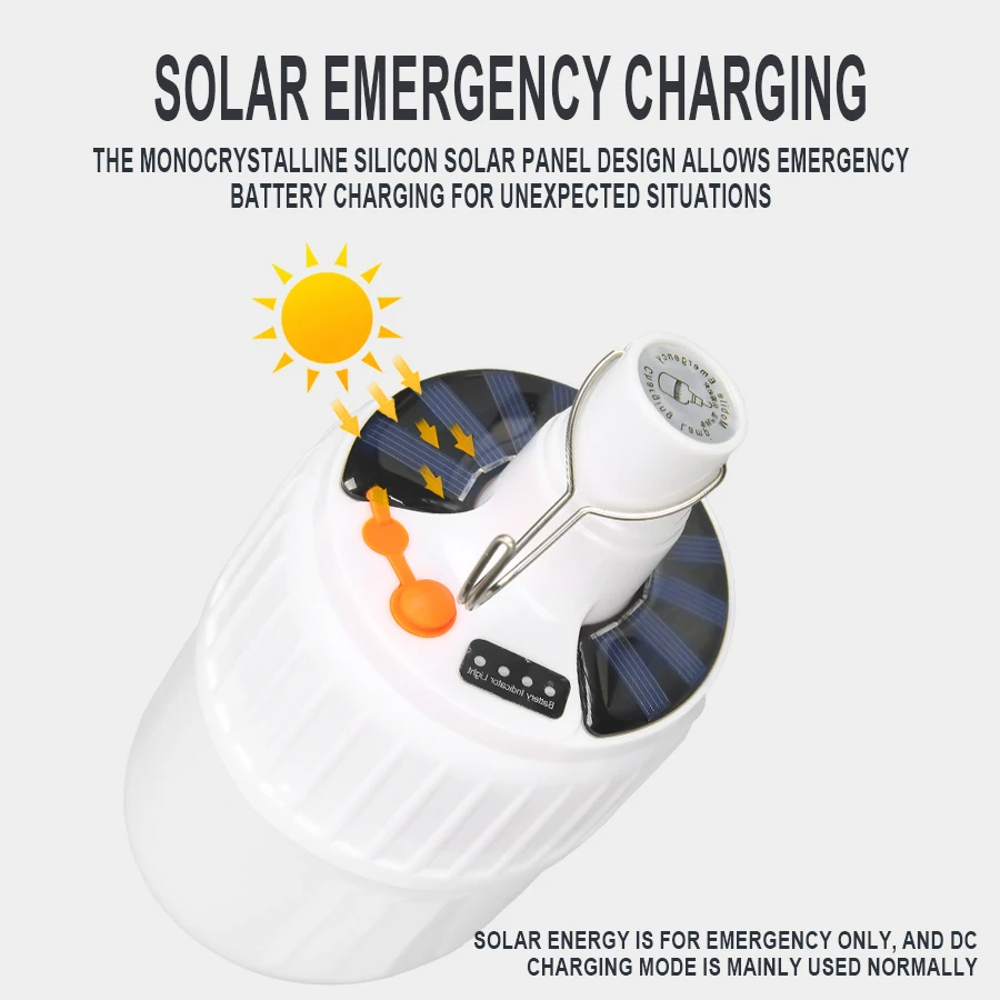 100W Solar LED Camping Light Solar Rechargeable Portable Lanterns Camping Lamp Camping Lantern with Remote Control Emergency Lights Tent Hiking Lights