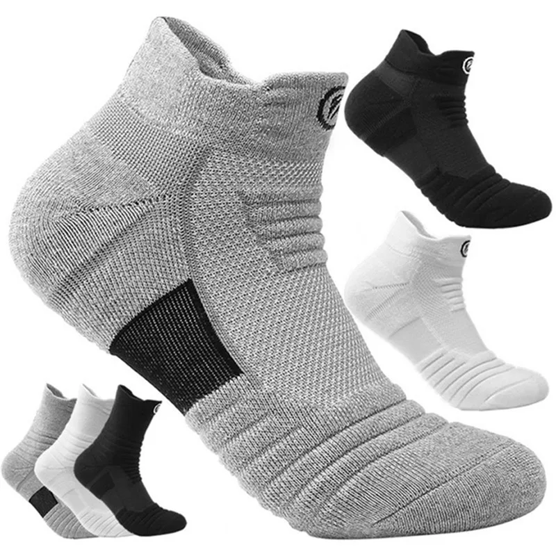 

Men's Sports Towel Thick Basketball Sock Ankle Terry Winter Warm Solid Color Men Cotton Short Socks