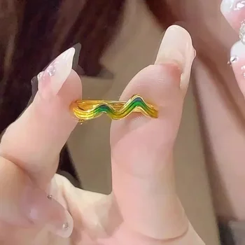 High-quality Real 18k Golden Irregular Wave Ring for Woman 18K No Demolding Fine Jewelry Luxury Party Gift
