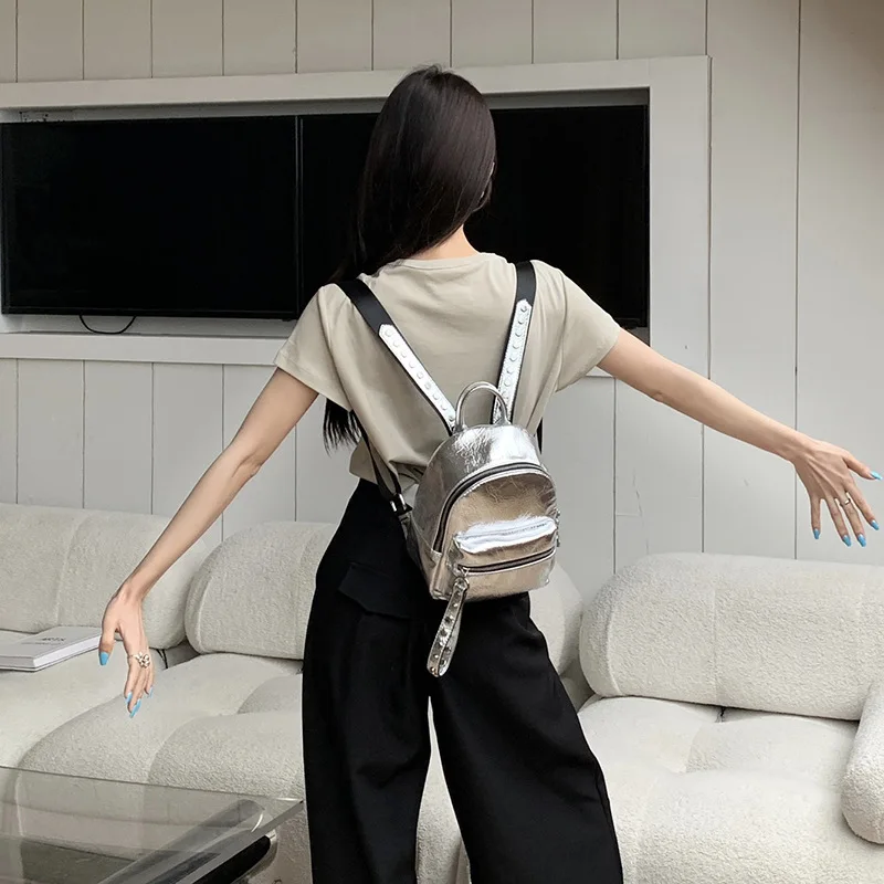 Stylish Small Backpack for Women with Rivet Accents for Daily Commuting