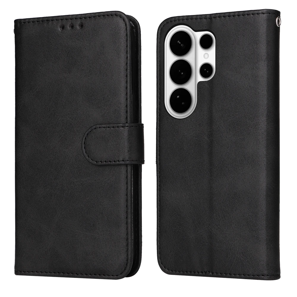 Premium Magnetic Leather Flip Wallet Case with Kickstand - Classic Business Design