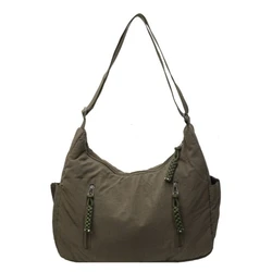 Chic Women's Soft Cloth Shoulder Bag - Solid Color Casual Y2K Style Handbag/Crossbody Bag (Green - B - 35x29x10cm)