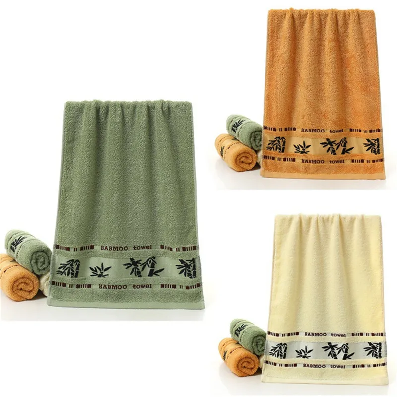 Set of 3 Thicker Bamboo Green Bath Beach Towel Set for Adults Face Hand Sport Towels Bathroom 35cmX75cm*2pcs And 70cmx140cm*1pcs images - 6