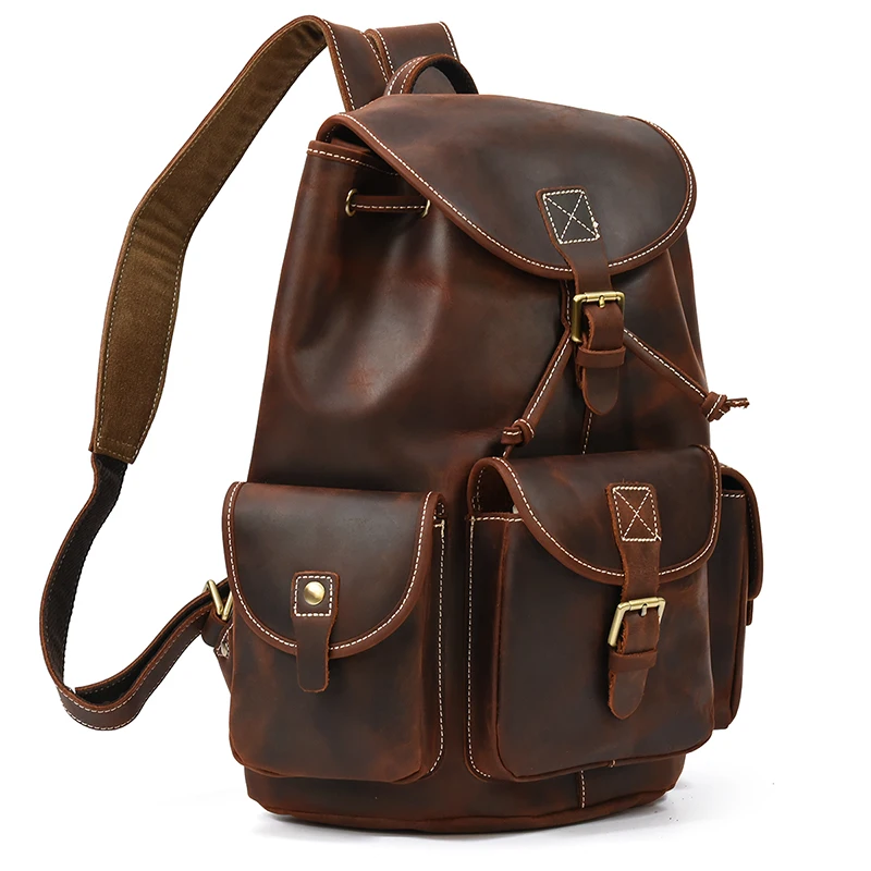 15.6′ Vintage Crazy Horse Leather Backpack For Men
