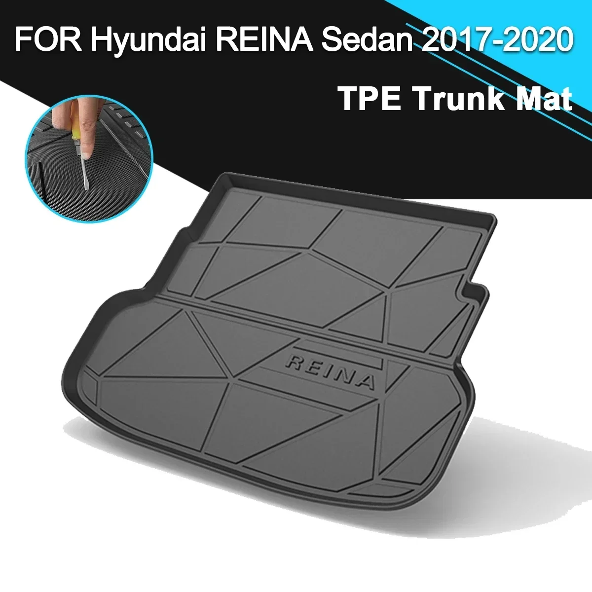 

Коврик для багажника автомобиля, нескользящий водонепроницаемый резиновый коврик из ТПЭ, аксессуары для груза для Hyundai Reina Sedan 2017-2020