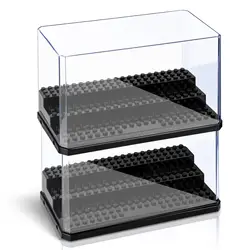 Display Case for Minifigure Action Figures Blocks,Clear Acrylic Minifigure Display Case Storage with 3 Steps Building Block box