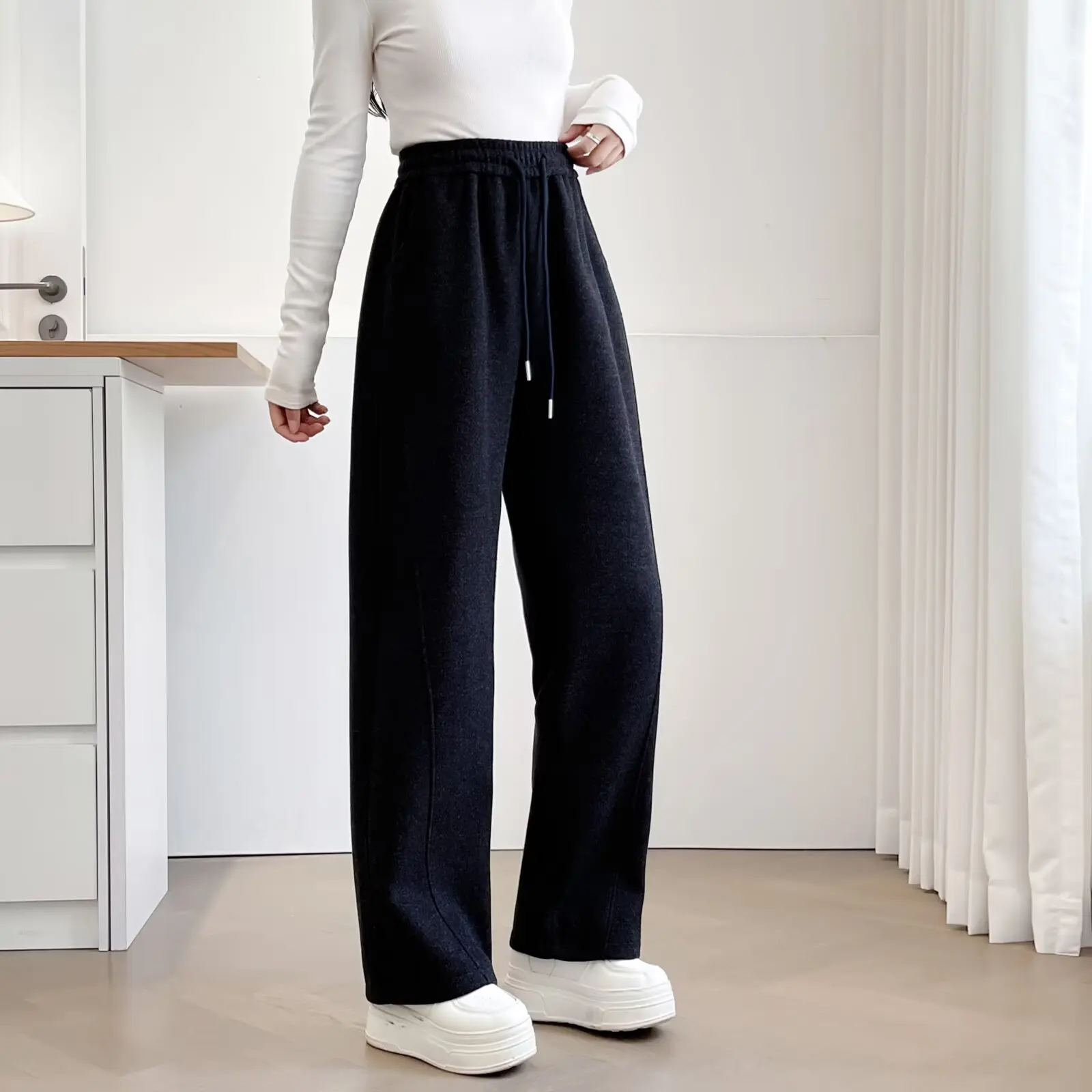 XXXXL Fashion Plus Size Women's Straight Pants 2025 Autumn New Style Simple Thickened Curved Casual Trousers 888