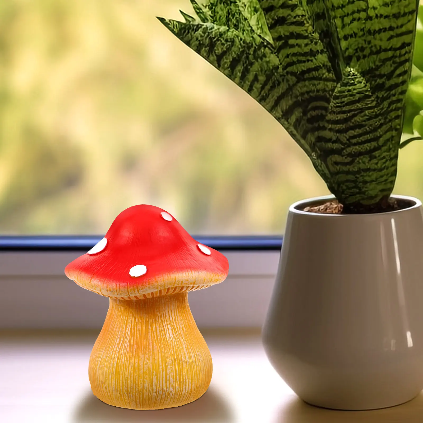 버섯 모양 정원 장식품 열쇠 보관함, 사실적인 레진 소재 야외 열쇠 보관함, 예비 열쇠를 안전하게 숨길 수 있는 정원 장식품