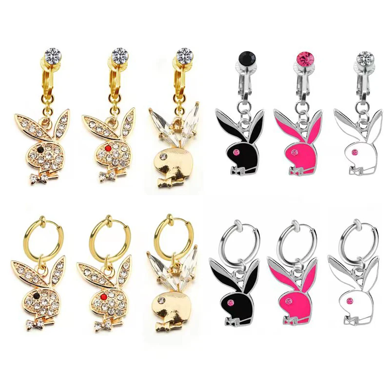 

1PC Fake Piercing Navel Ring Fake Belly Piercing Rabbit Clip On Umbilical Navel Fake Pircing Animal Cartilage Earring Clip