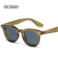 SO & EI mode lunettes de soleil ovales femmes rétro Rivets bleu vert nuances UV400 hommes tendance lunettes de soleil 1