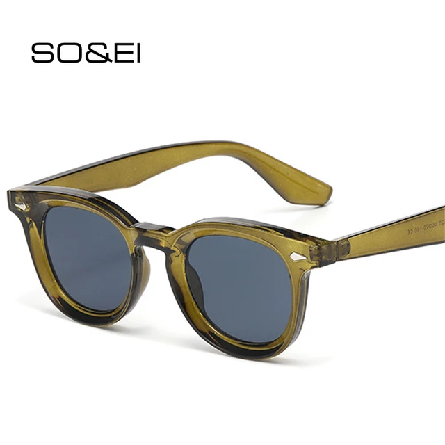 SO & EI mode lunettes de soleil ovales femmes rétro Rivets bleu vert nuances UV400 hommes tendance lunettes de soleil 1