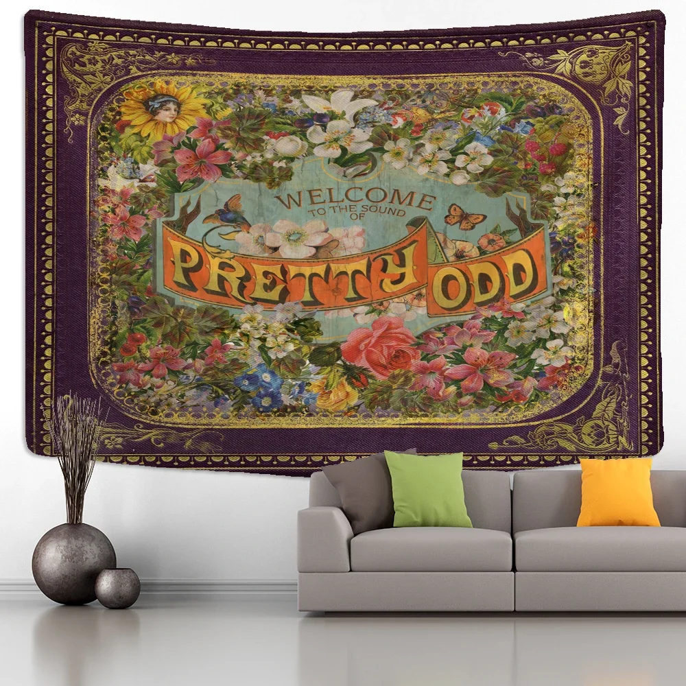 

Tapestry Wall Hanging Retro Illustration: Bohemian Style Hippie Tapiz Art Aesthetics for Home Decor in the Living Room