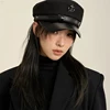 Y2K Vintage Cool Berets Cap Black PU Leather Painter Hats Women Winter Caps Harajuku Artist Outdoor Windproof Casual Hat 2026