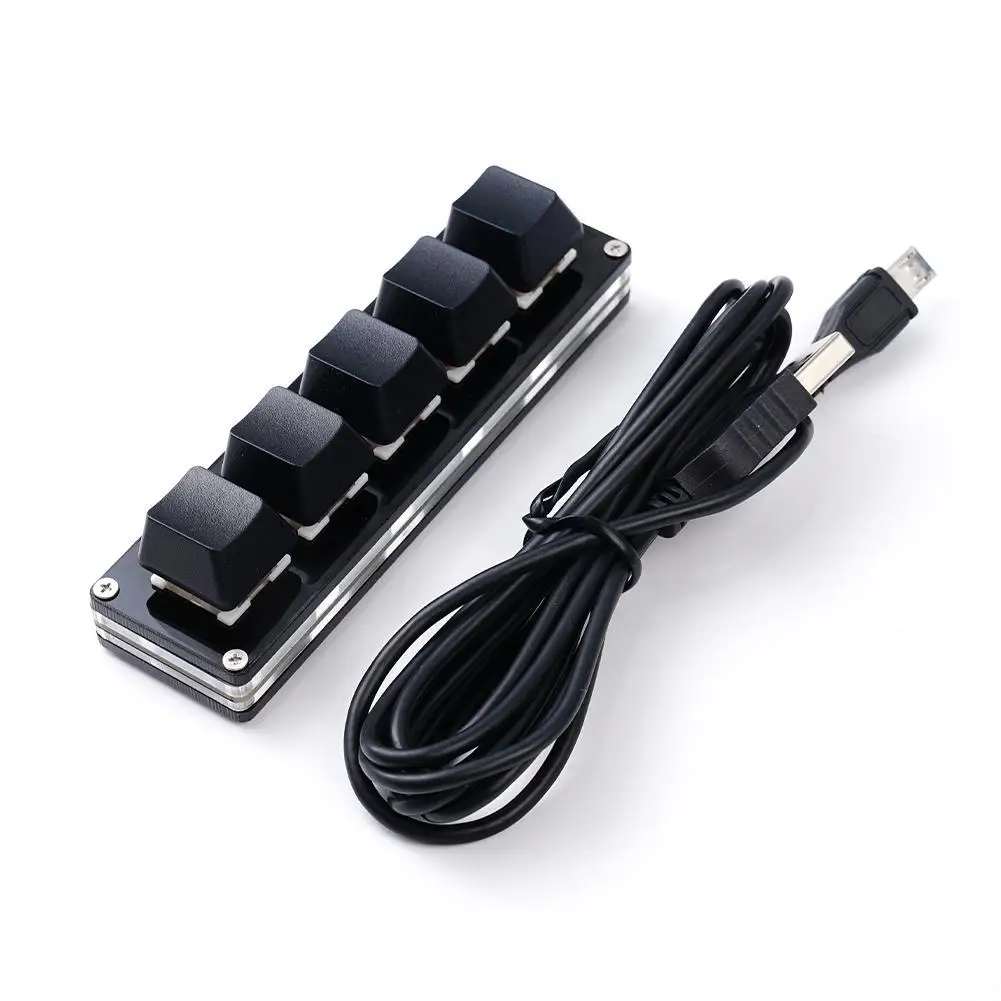 커스텀 미니 5키 키보드 USB 유선 DIY 단축키 프로그래밍 가능 매크로 기계식 키보드 블랙 (게이밍/사무용)