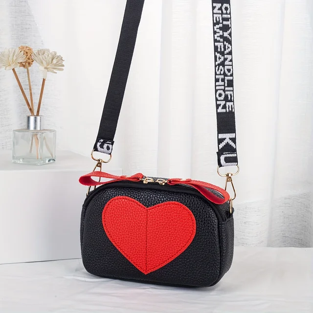 Ladies' lychee patterned heart-shaped peach women's bag, summer and autumn letter woven strap, single shoulder diagonal cross ph