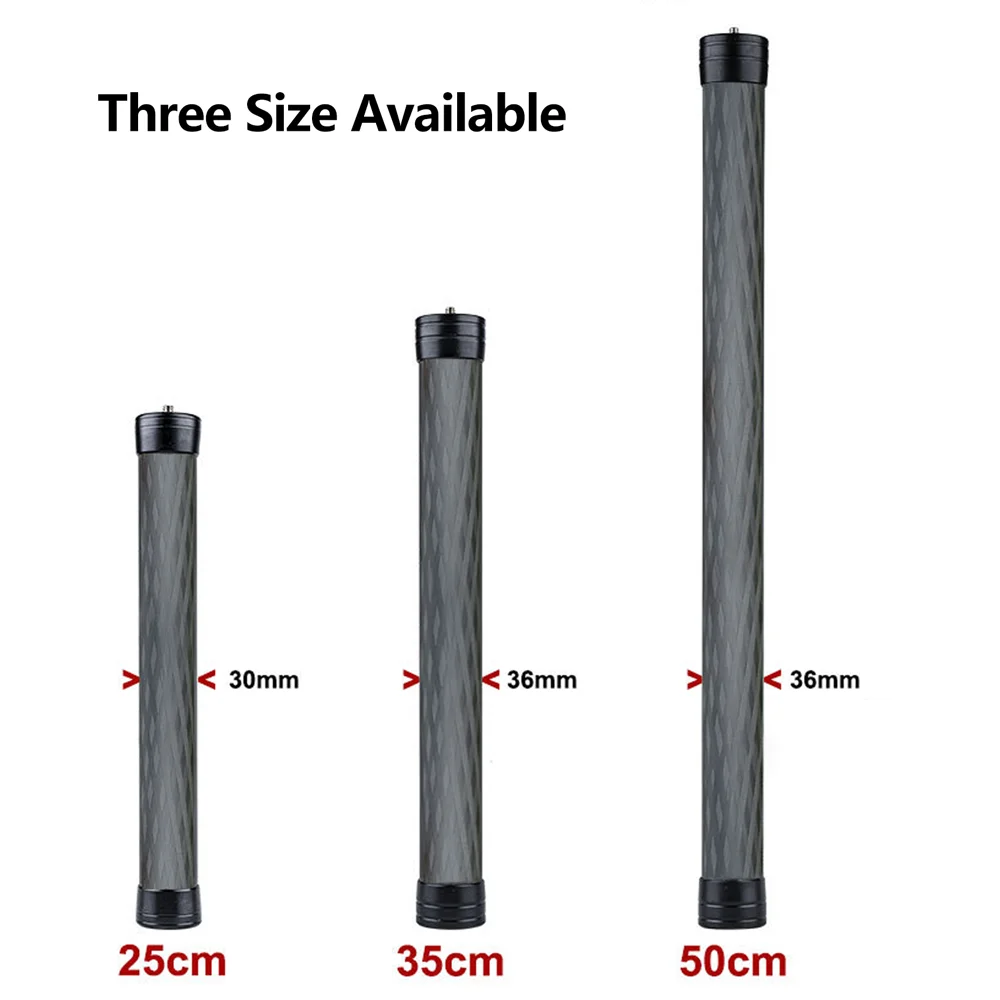 25cm/35cm/50cm Carbon Extension Rod Stabilizer Extension Handheld Pole for GoPro insta360 DSLR DJI RS3 RS4 OSMO Action Camera