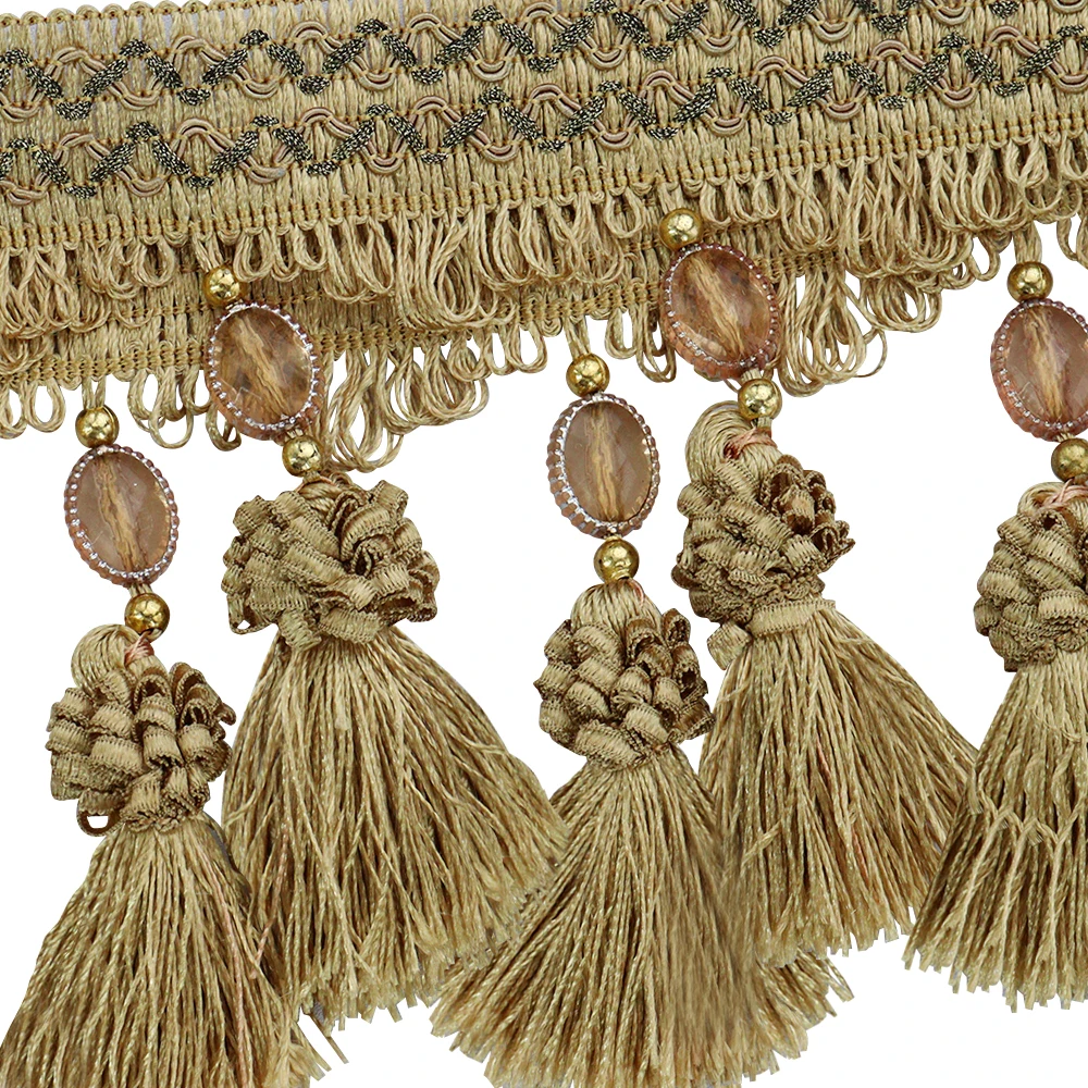 Bordo con frange da 3 metri Bordi con nappe multicolori per tende, paralume, federa, decorazione, abbellimento artigianale fai da te - immagine 4