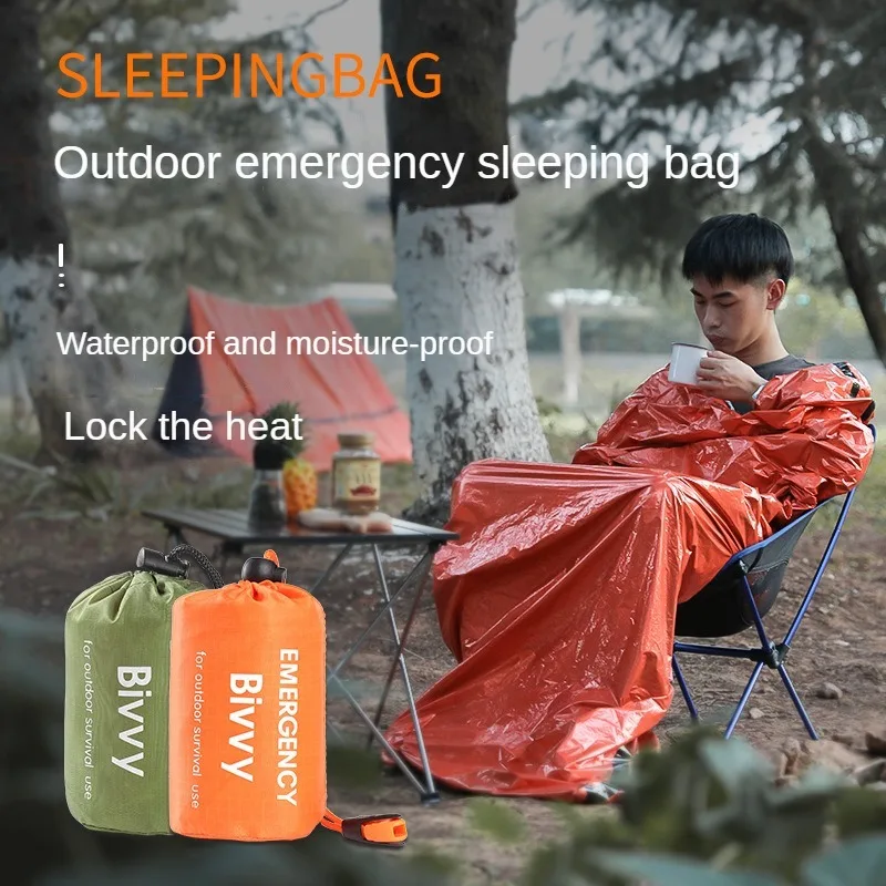 ISE MOUNT Bivvy PE aluminum film First Aid Sleeping Bag Emergency Sleeping Bag With Whistle Survival Warm Keeper emergency blanket,survival tool