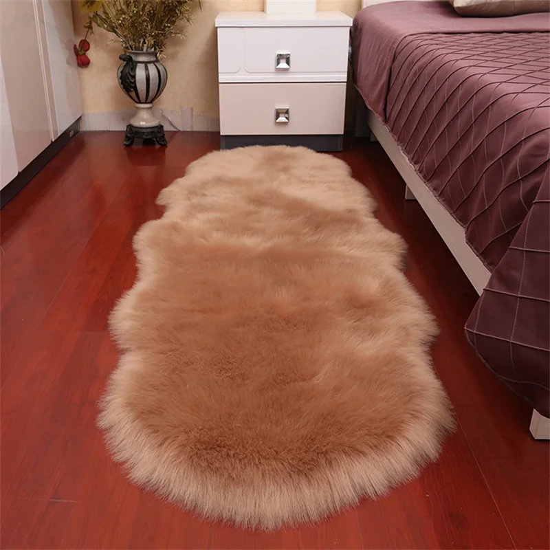 Super Soft Long Plush Living Room Carpet Artificial Wool Carpets for Living Room Anti-Slip Solid Color Sofa Bed Faux Fur Rug Mat 1