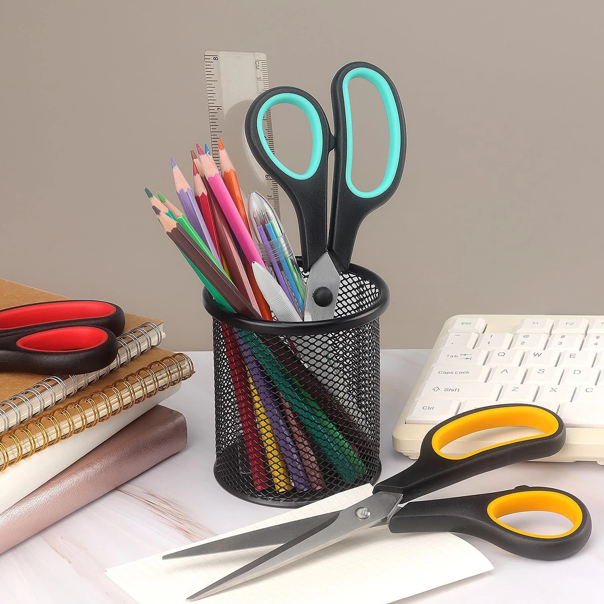 Universal 3 Set Scissors for Office, Home and School Craft Supplies, Soft and Comfortable for Gripping Right or Left Hand. - 6