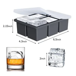 Silicone Ice Cube Tray with Lid - Large Square Molds for Easy Release and BPA - Free Use (Random Color)