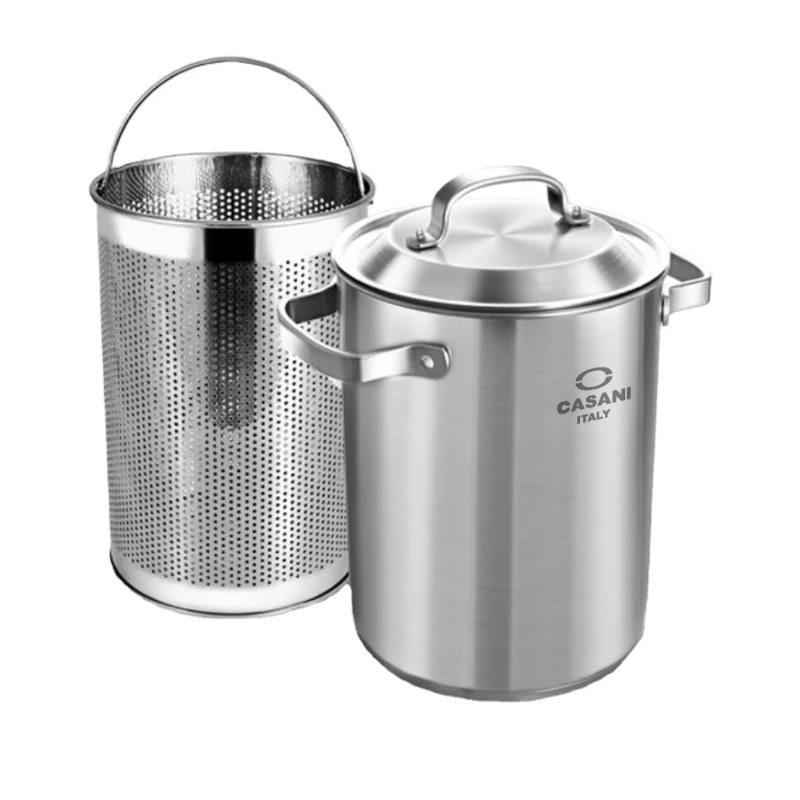 ~L Multi purpose stainless steel soup pot, Lo mein, fish cake basket, pasta cooking pot, gas induction cooker, general