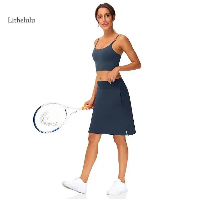 Women’s Casual Solid Color Mid-Rise Culottes Golf Skirt—Lightweight Sports & Activewear Skort