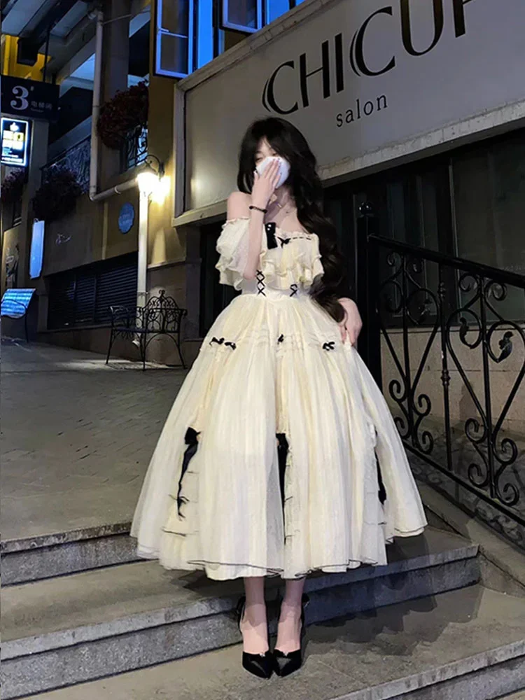 Sweet Lolita Dress New Princess Cosplay Costume With Detachable Bow Petticoat For Anime Conventions Halloween Photoshoot