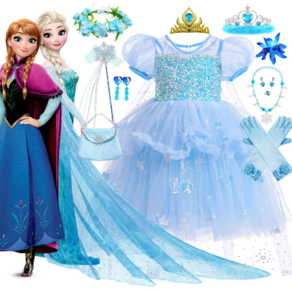 YYDSXK Robe Princesse Fille, Robe Reine des Neiges avec Couronne