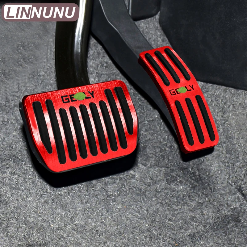 LINNUNU Car Brake Accelerator Fuel Pedal aluminium alloy gas brake pedal plate cover fit for Geely Altas II Boyue L STARRAY