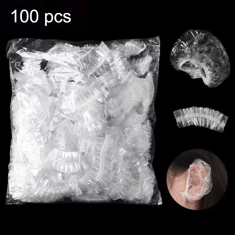 100pcs Transparent Disposable Earmuffs For Shower Waterproof Earplugs Plastic Earplugs For Hair Dye Shower Covers Ear Protectors disposable ear covers