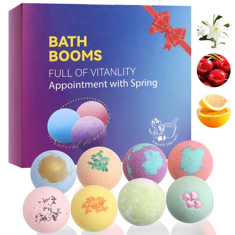 80g*8 Ball Gift Set With Salts,Moisturizing Fragrant Bath Balls Gifts For Women Friends And Family Members_voghion.com