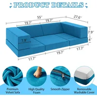 Modular Kids Play Couch 9 in 1 Multifunctional Kids Sofa for Playing, Creativing Indoor Toddler Couch for Boys and Girls (Blue) 2