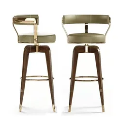 Luxury Stainless Steel Bar Chair Modern Creative Chairs For Kitchen Rotary Reception Bar Stools Solid Wood Highchairs Customized