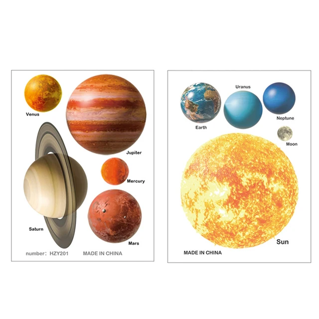 29x45cm Pegatinas de pared de planetas y estrellas del Sistema