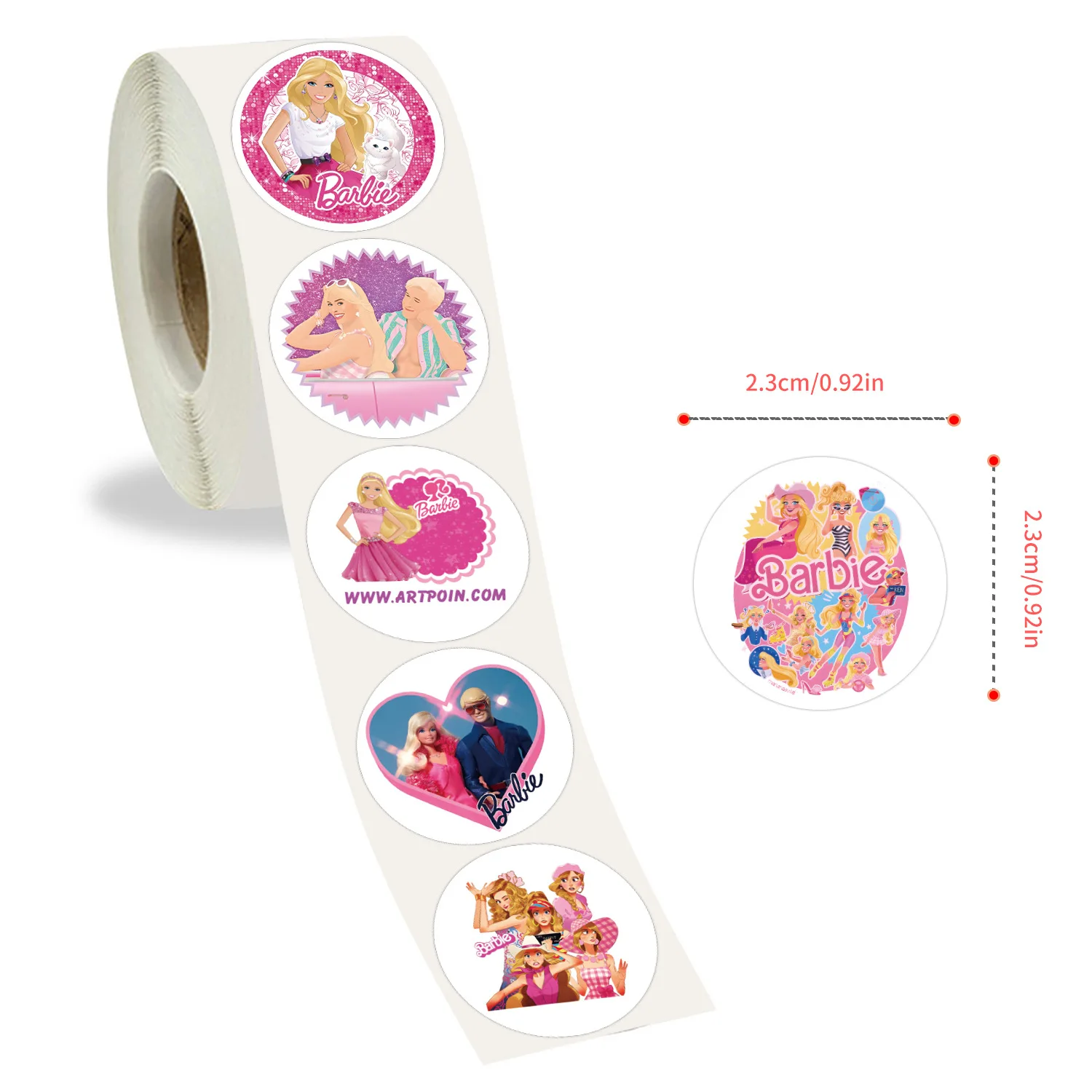 500/2000PCS Anime Barbie Stickers Kawaii Pikachu Charizard Round Seal Stickers Rolls Stickers Graffiti Luggage Stickers Toys 3