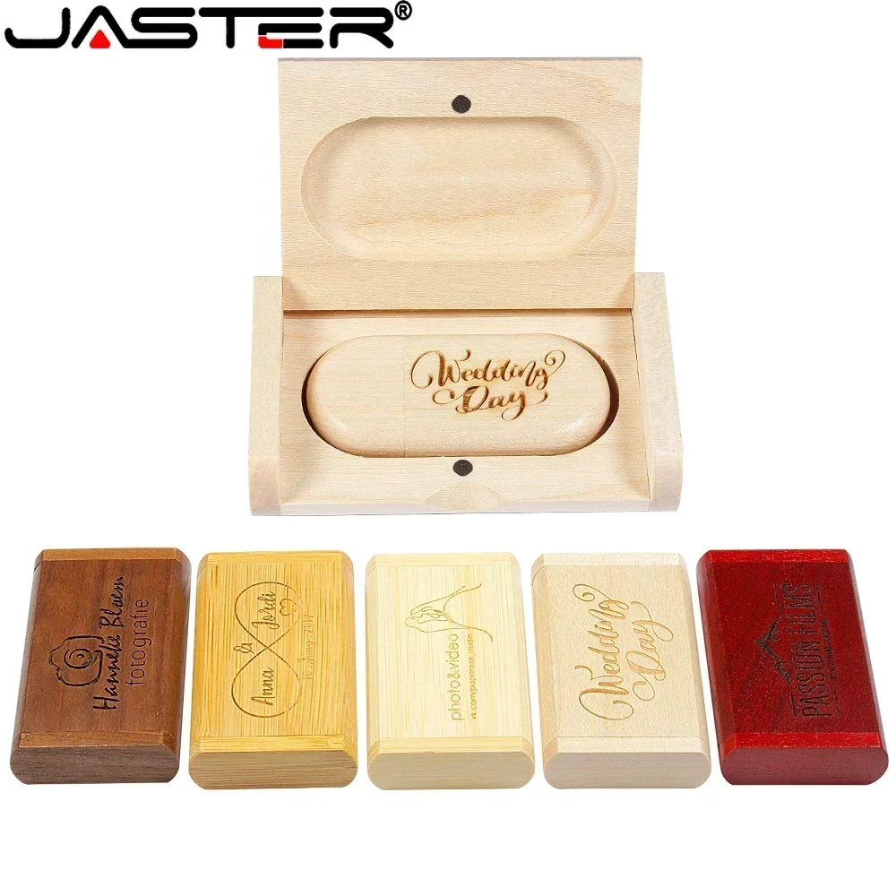 Jaster-flash Drives de Madeira com Logotipo Memory Stick Madeira de Bordo Usb 2.0 Pen Drive Business Gift 64gb 128gb 32gb 10 Peças por Lote - Imagem 4