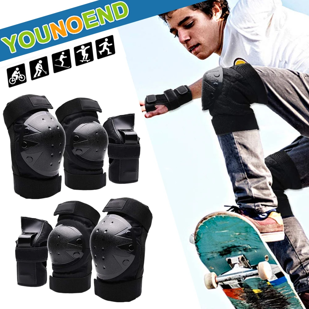 6Pcs Knee Pad Elbow Pads Helmet Guards for BMX Skateboard Toddler Green 
