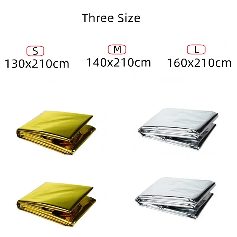 Outdoor Emergency Blanket First Aid Survival Tool Rescue Kit Windproof Foil Thermal Blanket for Hiking Sleeping Camping Mat