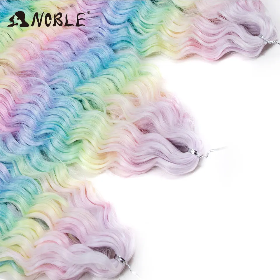 Noble Hair Synthetic Twist Crochet Curly Hair 24 Inch Water Wave Braid Hair Ombre Blonde Brown Deep Wave Braiding Hair Extension