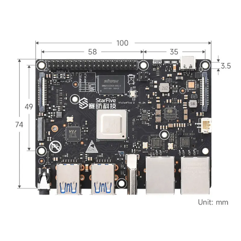 VisionFive2 RISC-V Starfive 1.5Ghz 64 Ʈ RV64GC JH7110 μ Linux  3D GPU