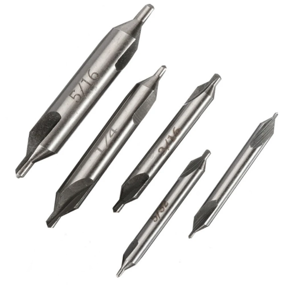 5PCS HSS Center Drill Bit 60 Degree Spotting Combined Countersink Bits Set 1/8&quot &amp 3/16&quot 1/4&quot 5/16&quot 5/32&quot |