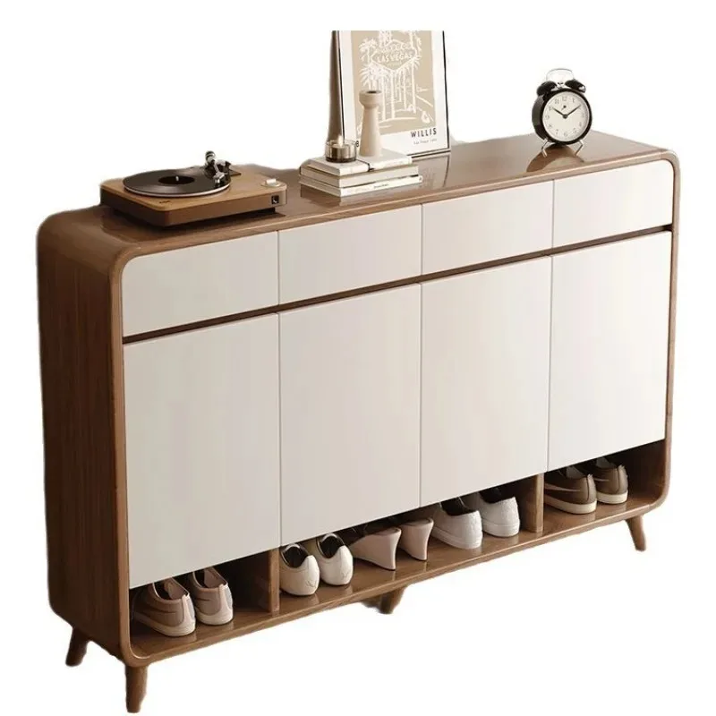 Space Saving Large Capacity Wooden Shoe Storage Cabinet with Multiple Tiers for Home Organizer Shoe Rack Cabinet 30 Pair