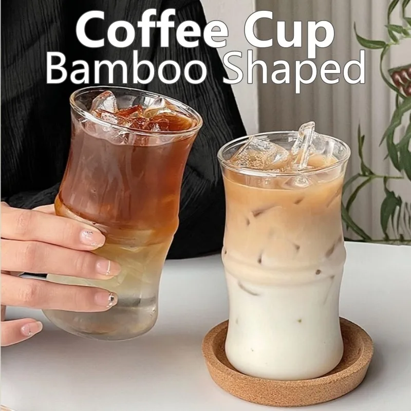 Bamboo-Inspired Large Capacity Clear Glass Mug