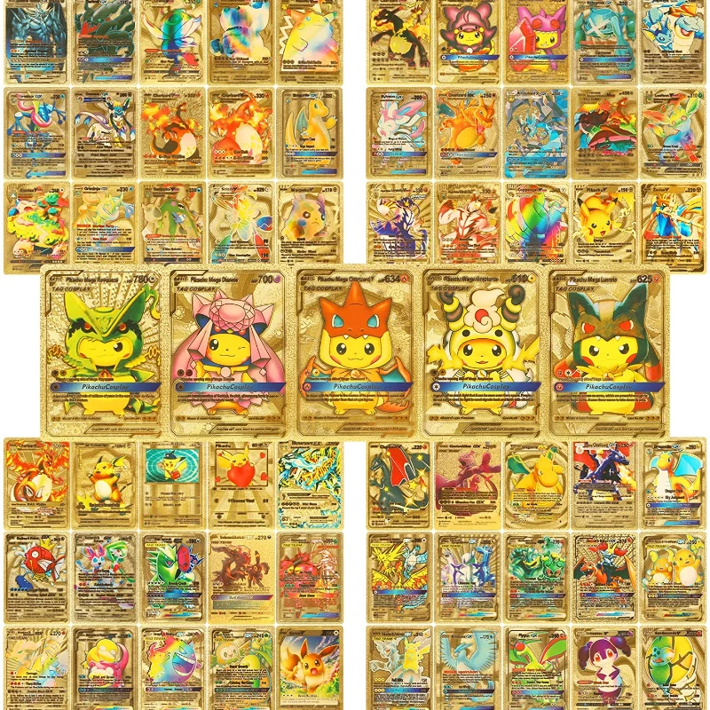 Pokemon 110 Pcs Gold Foil Card Assorted Cards Tcg Deck Bo Animation