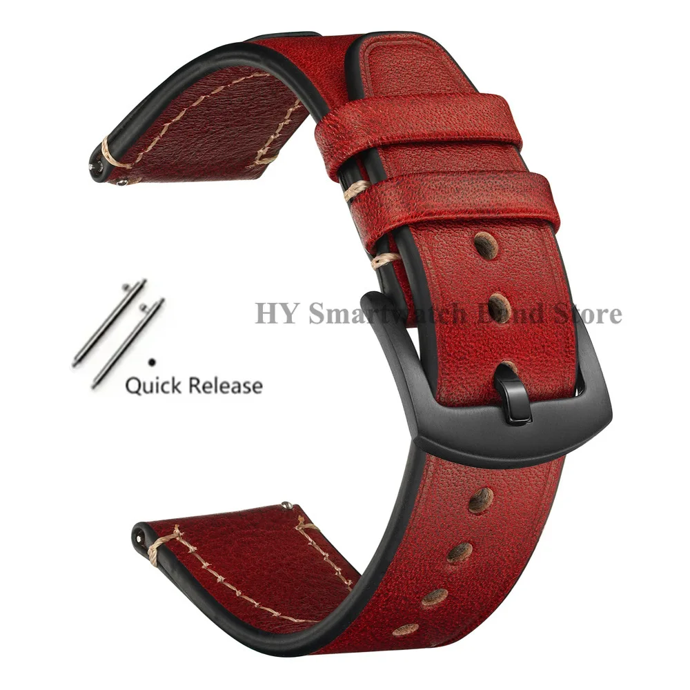 Vintage Leather Quick Release Waterproof Sport Wristband with Stitching Cowhide